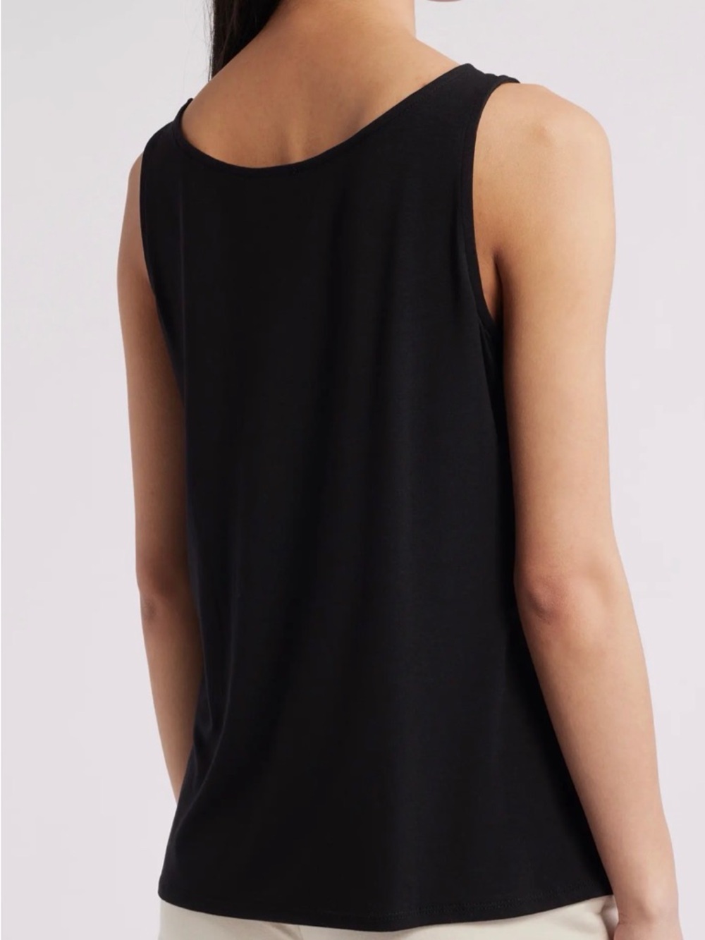 Eileen Fisher Black Stretch Crepe Tank / Shell Top XS - Picture 2 of 5